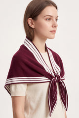 Women’s Striped Border Knitted Triangle Scarf