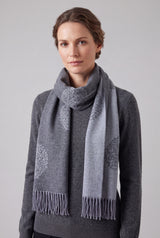 Reversible Tree Patterned Scarf with Fringe