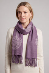 Reversible Tree Patterned Scarf with Fringe