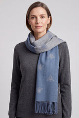 Reversible Bee Print Wool Mix Scarf
