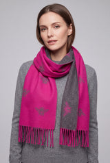 Reversible Bee Print Wool Mix Scarf