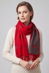 Reversible Bee Print Wool Mix Scarf