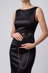 Women’s Glitter Pleated Ring Clasp Evening Clutch Bag
