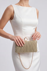 Women’s Glitter Pleated Ring Clasp Evening Clutch Bag