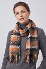 Wool-Blend Pixel Pattern Oversized Scarf