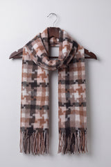 Wool-Blend Pixel Pattern Oversized Scarf