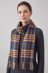 Soft Wool BlendClassic Check Pattern Scarf Fringed Ends