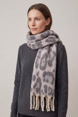 Leopard Pattern Soft Touch Scarf with Twisted Fringe