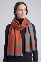 Reversible Tree-Pattern Jacquard Scarf with Soft Drape