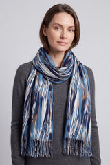 Lightweight Artistic Feather-Inspired Scarf with Fringe Edges