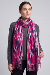 Lightweight Artistic Feather-Inspired Scarf with Fringe Edges
