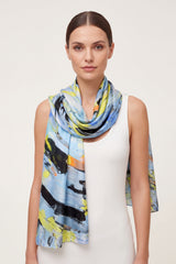 Colourful Feather Print Lightweight Scarf