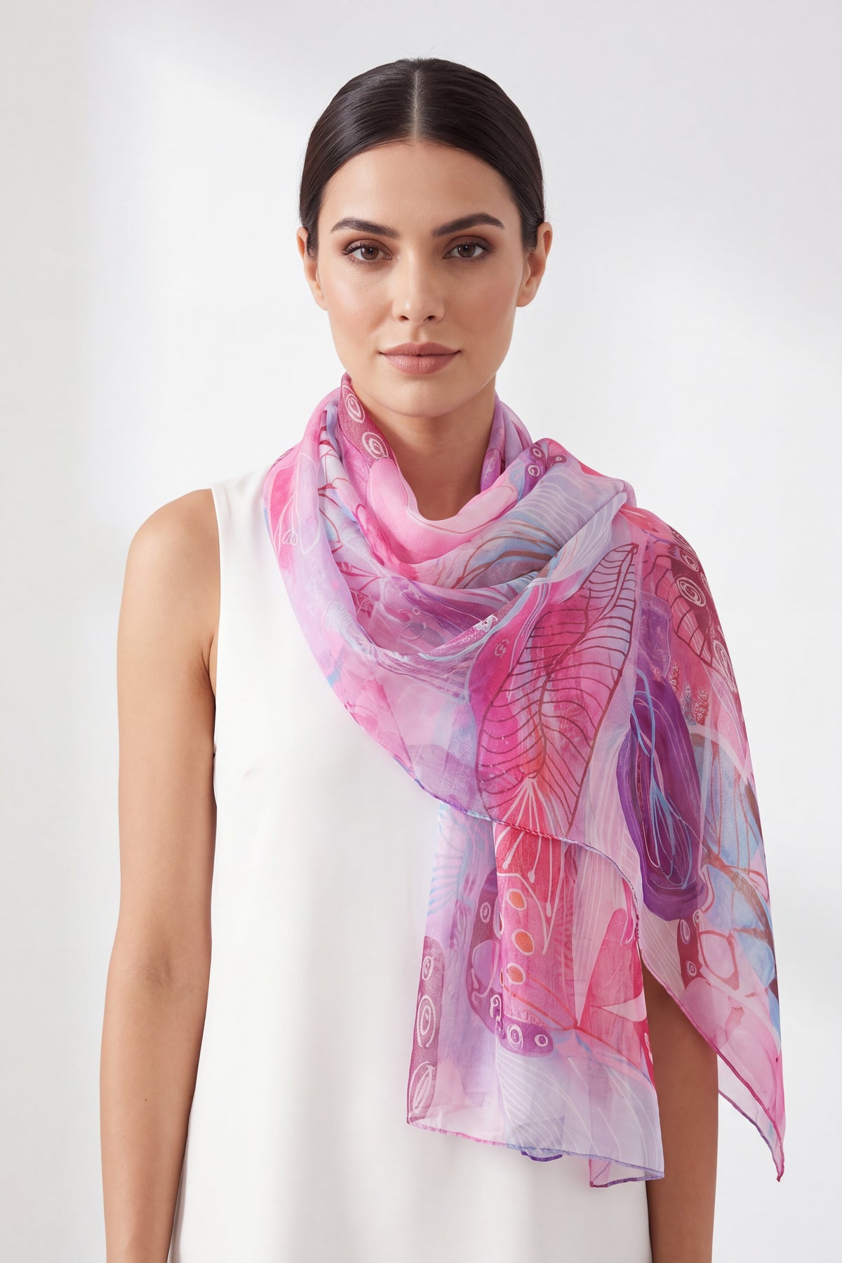 Abstract Art Print Lightweight Chiffon Scarf