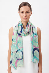 Abstract Circle Print Chiffon Scarf