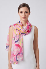 Abstract Circle Print Chiffon Scarf