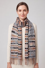 Women's Reversible Floral Check Print Multicolour Fringed Scarf