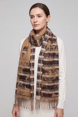 Women's Reversible Floral Check Print Multicolour Fringed Scarf