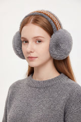 Women's Faux Fur Embroidered Headband Winter Earmuffs