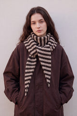 Striped Wool Blend Knitted Triangle Scarf Shawl