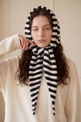 Striped Wool Blend Knitted Triangle Scarf Shawl