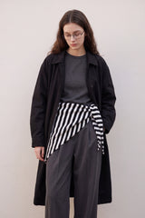 Striped Wool Blend Knitted Triangle Scarf Shawl