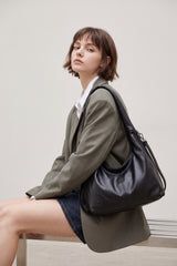 Women’s Classic Soft Hobo Shoulder Bag with Detachable Crossbody Strap