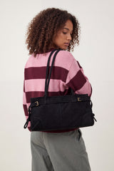 Women’s Vintage Suede-Style Shoulder Bag with Buckle Detail