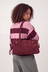 Women’s Vintage Suede-Style Shoulder Bag with Buckle Detail