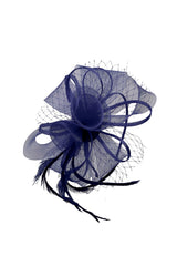 Double Flower Gauze Feather Fascinator Headband