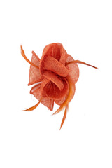 Small Sanity Flower Fascinator with Feather Trim – Dual Wear Brooch & Hair Clip