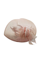 Mesh Disc Fascinator with Bow and Feather Detail
