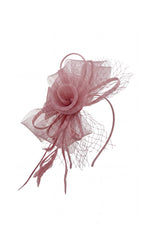 Double Flower Gauze Feather Fascinator Headband