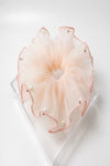 Pearl Organza Hair Scrunchie – Oversized Sheer Ruffle Ponytail Holder Elegant Hair Accessory
