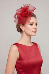 Curly Sinamay Fascinator with Feather Flower